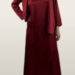 חליפת JENNY שמלה עם ואסט אדום יין