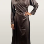 שמלה מעטפה דמוי עור ברונזה