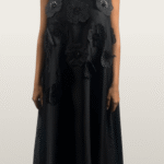 שמלה פרחים חרוזים שחור