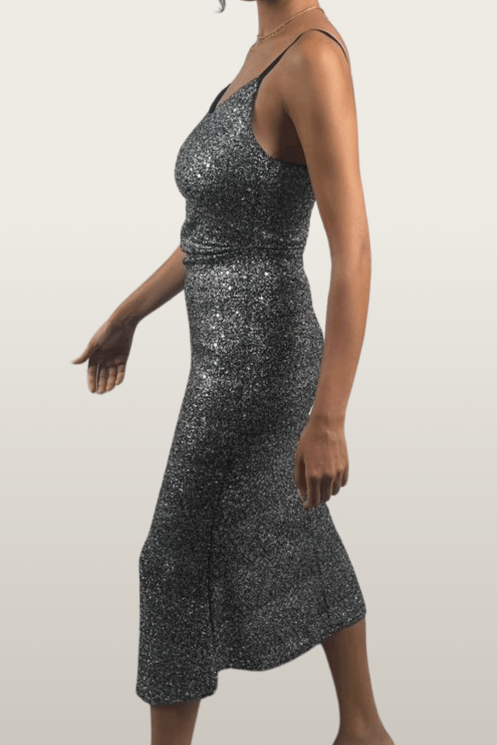 שמלה פייטים כסף- כפיות קטיפה – תמונה 3